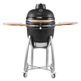 VEVOR Charcoal Smoker and Grill, 18" Kamado Charcoal BBQ Smoker, Movable Ceramic Barbecue Grill with 4 Wheels (2 Lockable), Built-in Thermometer VEVOR Charcoal Smoker and Grill, 18" Kamado Charcoal BBQ Smoker, Movable Ceramic Barbecue Grill with 4 Wheels (2 Lockable), Built-in Thermometer